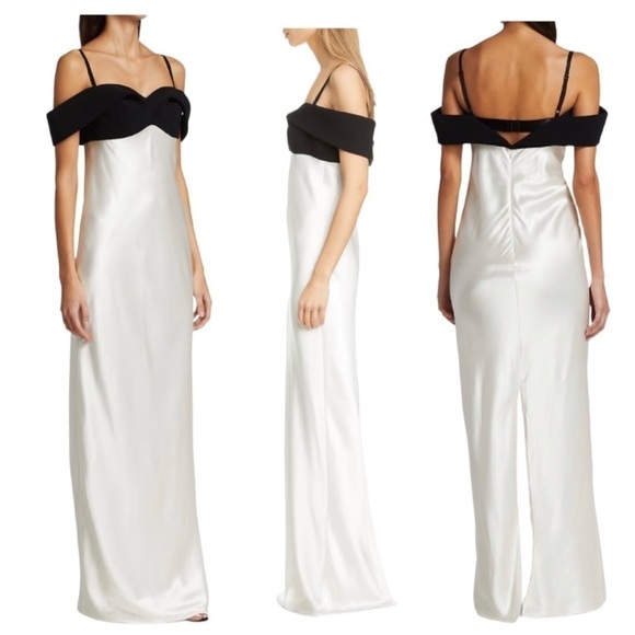 Brandon Maxwell Off-The-Shoulder Silk Draped Gown BNWT - Picture 4 of 11